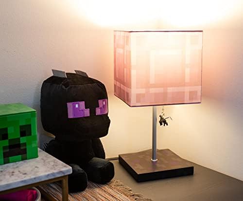 מנורת שולחן הפורטל של Minecraft Nether עם Ender Dragon Pull | מנורת שולחן של שיבת לילה עם אור רוח